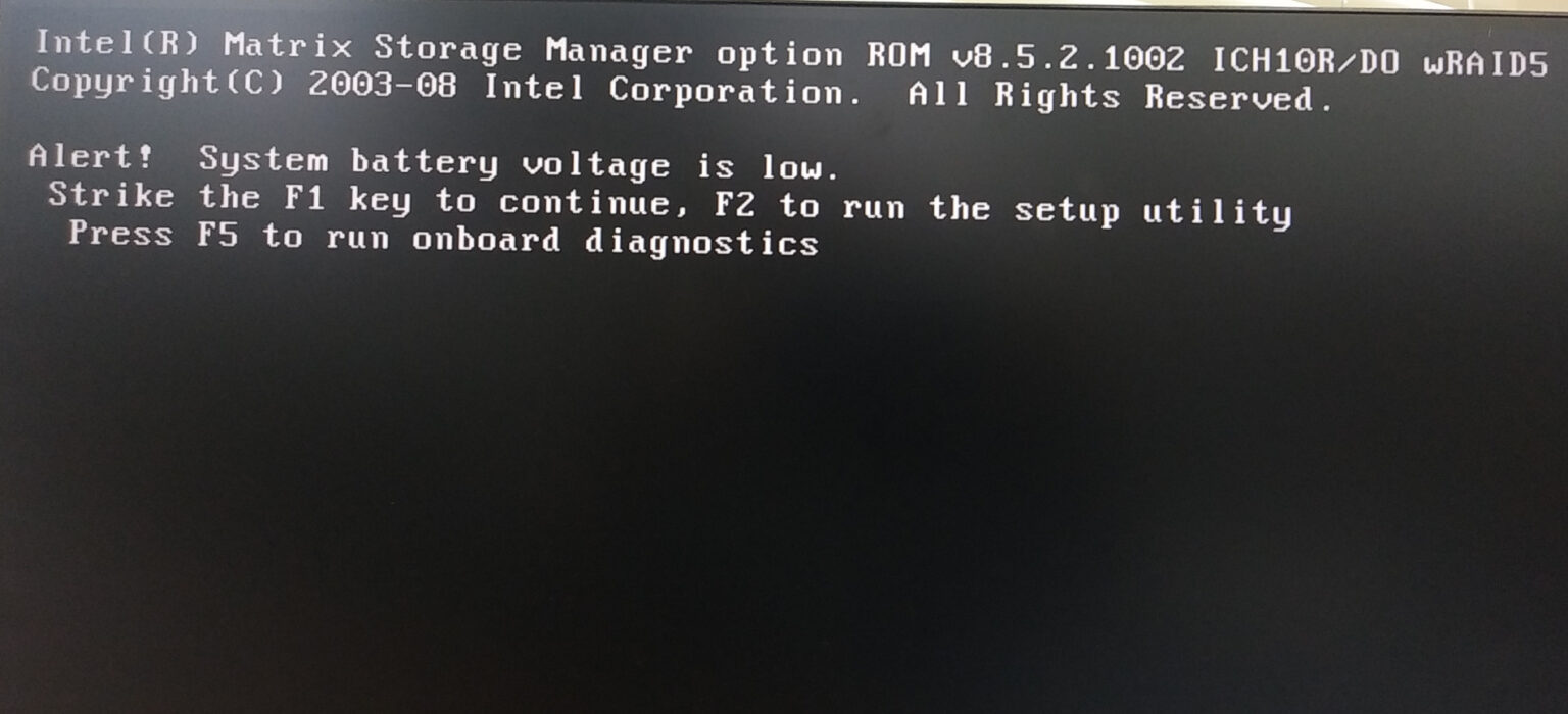 【Alert! System battery voltage is low.】の解決方法