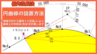 【偏角弦長法】カーブ上の測点を測量しよう